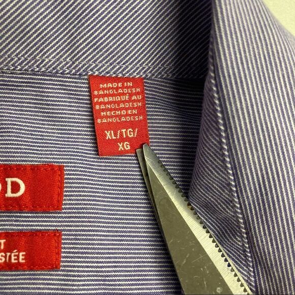 IZOD,‎ Men’s Purple & White Striped, Long Sleeve Shirt, Slim Fit, XL/TG/XG, - Picture 6 of 9